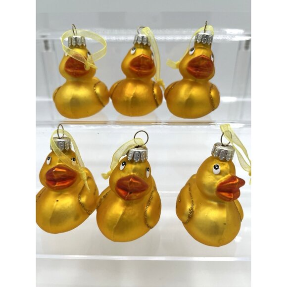 Vintage Christmas Easter Tree Glass Ornament Decoration Duck Rubber ducky set 6 - Picture 2 of 12